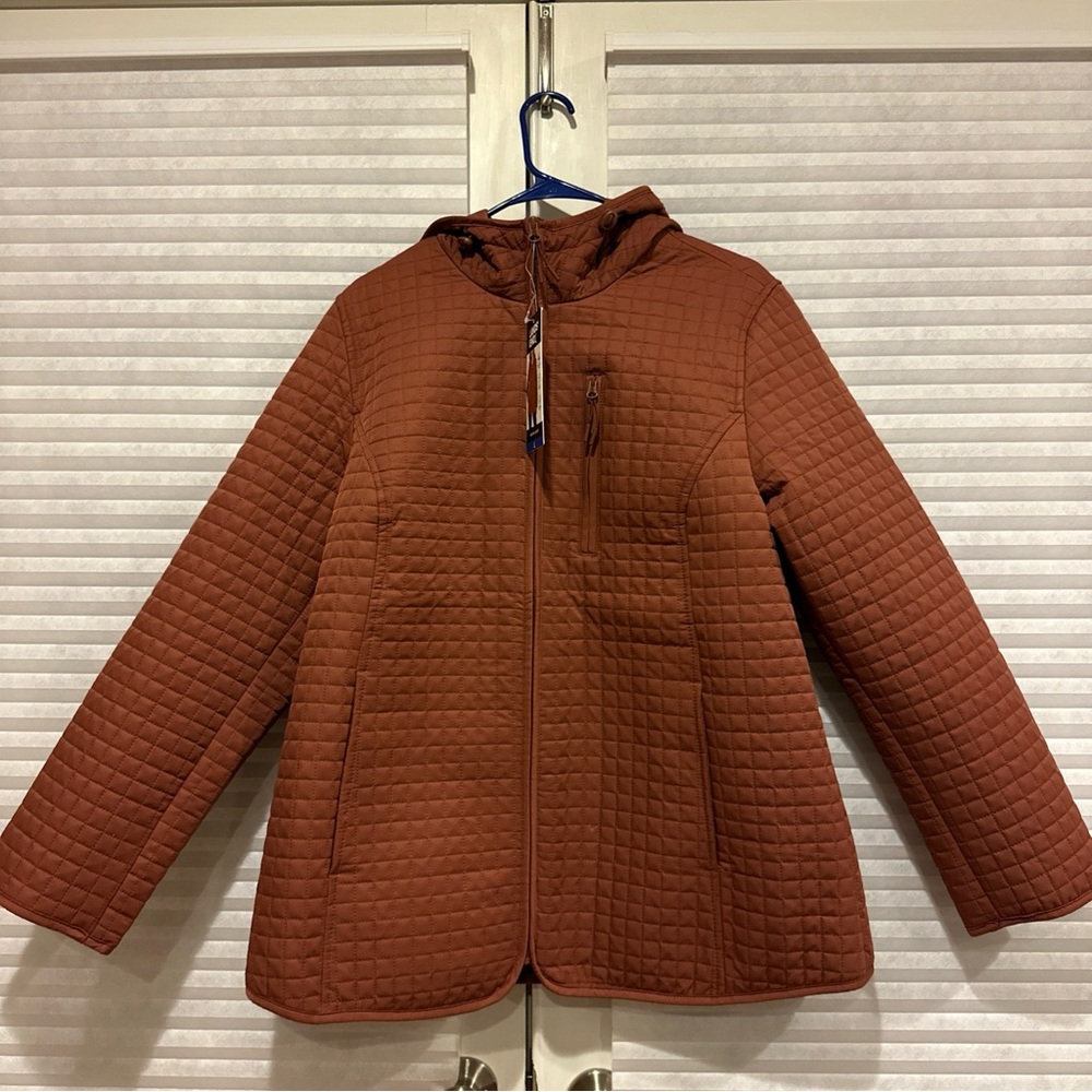 Quilted Burnt orange Hooded Jacket NWT NSH